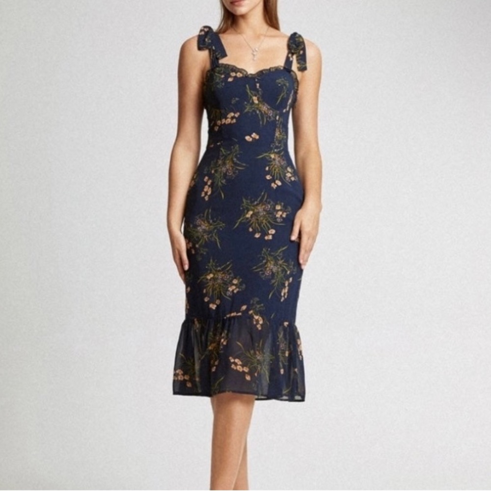 Commense Navy Blue Floral Dress